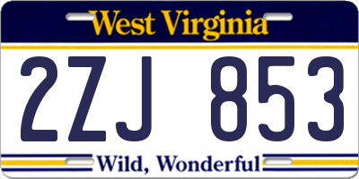 WV license plate 2ZJ853