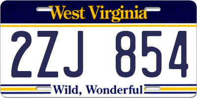 WV license plate 2ZJ854