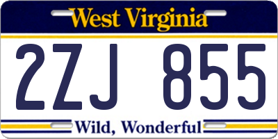 WV license plate 2ZJ855