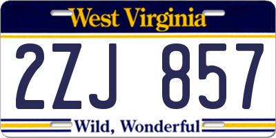 WV license plate 2ZJ857