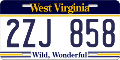 WV license plate 2ZJ858