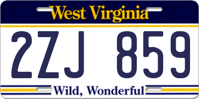 WV license plate 2ZJ859