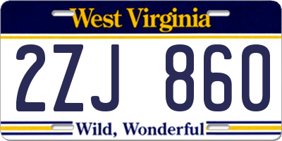 WV license plate 2ZJ860