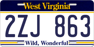 WV license plate 2ZJ863