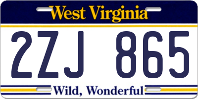 WV license plate 2ZJ865