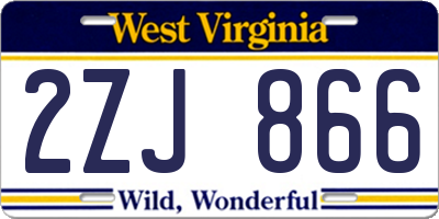 WV license plate 2ZJ866