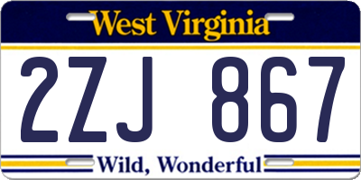 WV license plate 2ZJ867