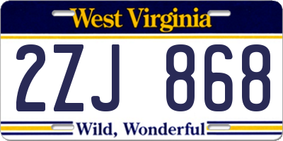 WV license plate 2ZJ868