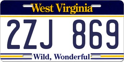 WV license plate 2ZJ869