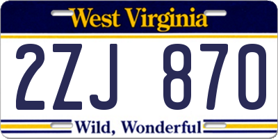 WV license plate 2ZJ870