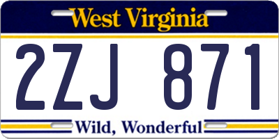 WV license plate 2ZJ871