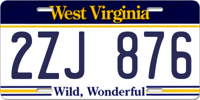 WV license plate 2ZJ876