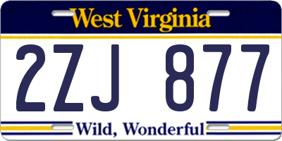 WV license plate 2ZJ877