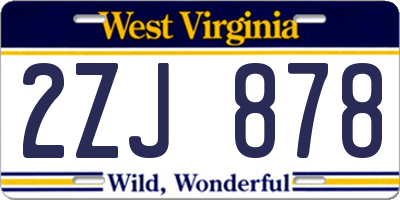 WV license plate 2ZJ878