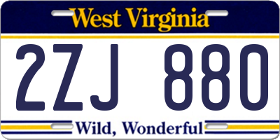 WV license plate 2ZJ880