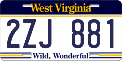 WV license plate 2ZJ881