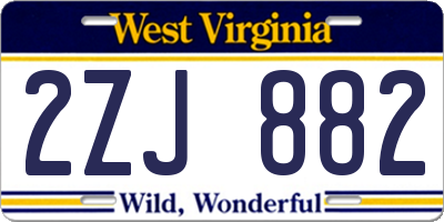 WV license plate 2ZJ882
