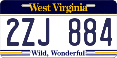 WV license plate 2ZJ884