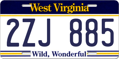 WV license plate 2ZJ885