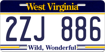 WV license plate 2ZJ886