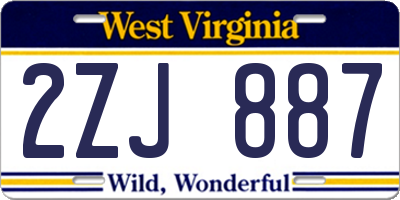 WV license plate 2ZJ887