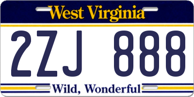 WV license plate 2ZJ888