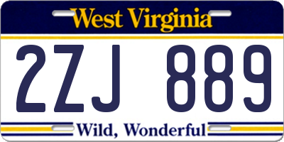 WV license plate 2ZJ889