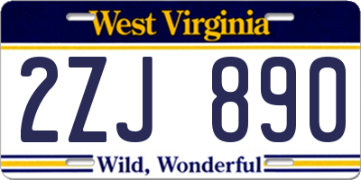 WV license plate 2ZJ890