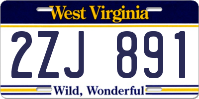 WV license plate 2ZJ891