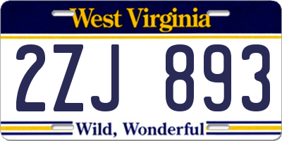 WV license plate 2ZJ893