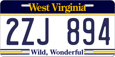 WV license plate 2ZJ894