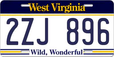 WV license plate 2ZJ896