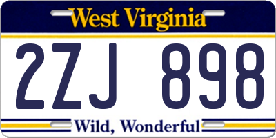 WV license plate 2ZJ898