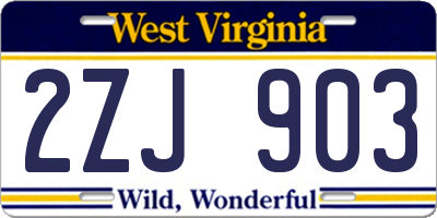 WV license plate 2ZJ903