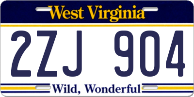 WV license plate 2ZJ904