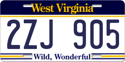 WV license plate 2ZJ905