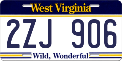 WV license plate 2ZJ906