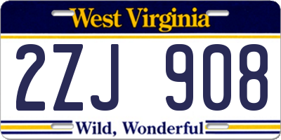 WV license plate 2ZJ908