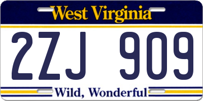 WV license plate 2ZJ909
