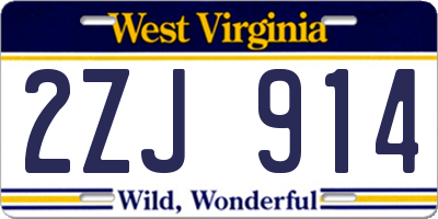 WV license plate 2ZJ914