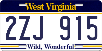 WV license plate 2ZJ915