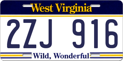 WV license plate 2ZJ916