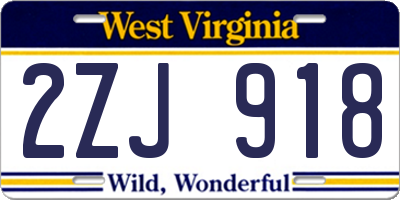 WV license plate 2ZJ918