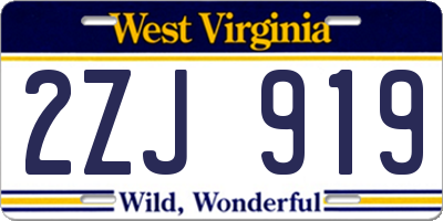 WV license plate 2ZJ919