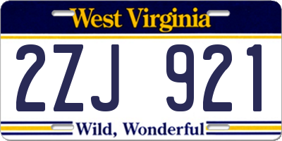 WV license plate 2ZJ921