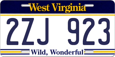 WV license plate 2ZJ923