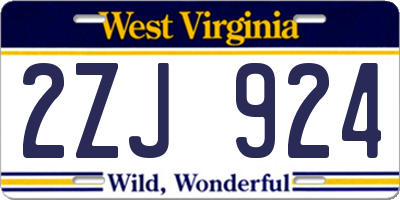 WV license plate 2ZJ924