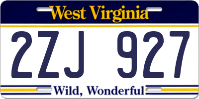 WV license plate 2ZJ927