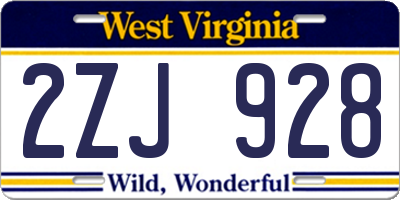 WV license plate 2ZJ928