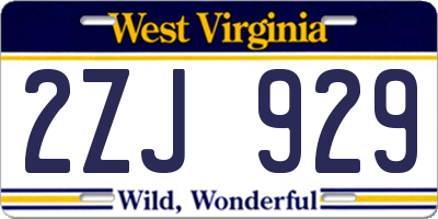 WV license plate 2ZJ929